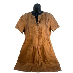 Quince Mocha Pintuck Linen Dress